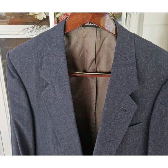 Stafford The Fitted Collection Mens Size 40L Blue Pinstripe Blazer Sports Coat - Picture 2 of 11